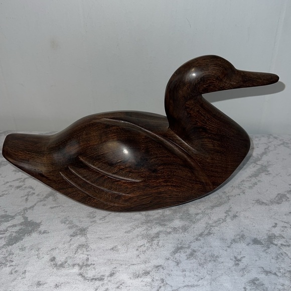 Vintage Hand Carved Wooden Duck Solid Smooth - Picture 2 of 4